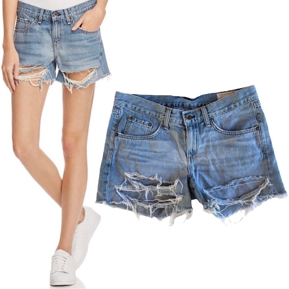 Rag & Bone Jean Shorts Ripped Color Rye